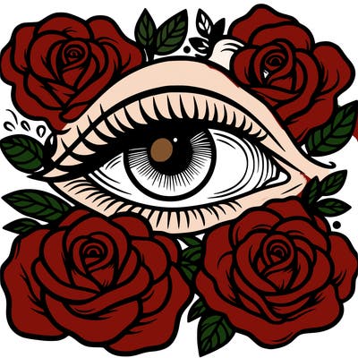 eye and roses