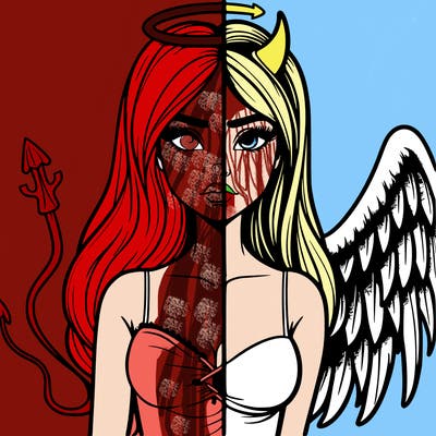 devil vs angel realistic girl