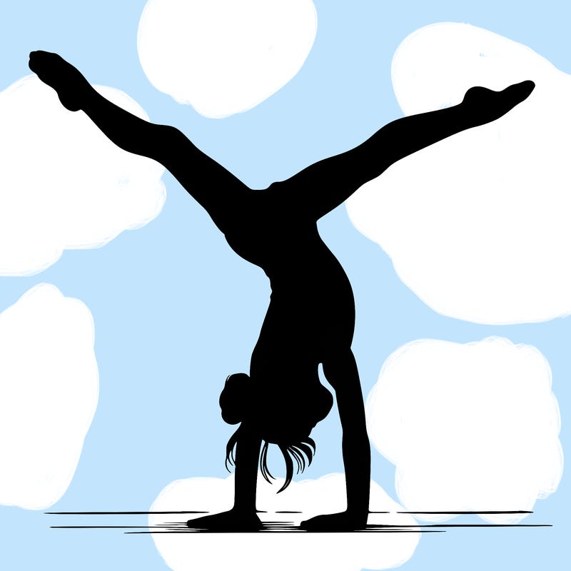 realistic gymnastic hand stand girl in four splits