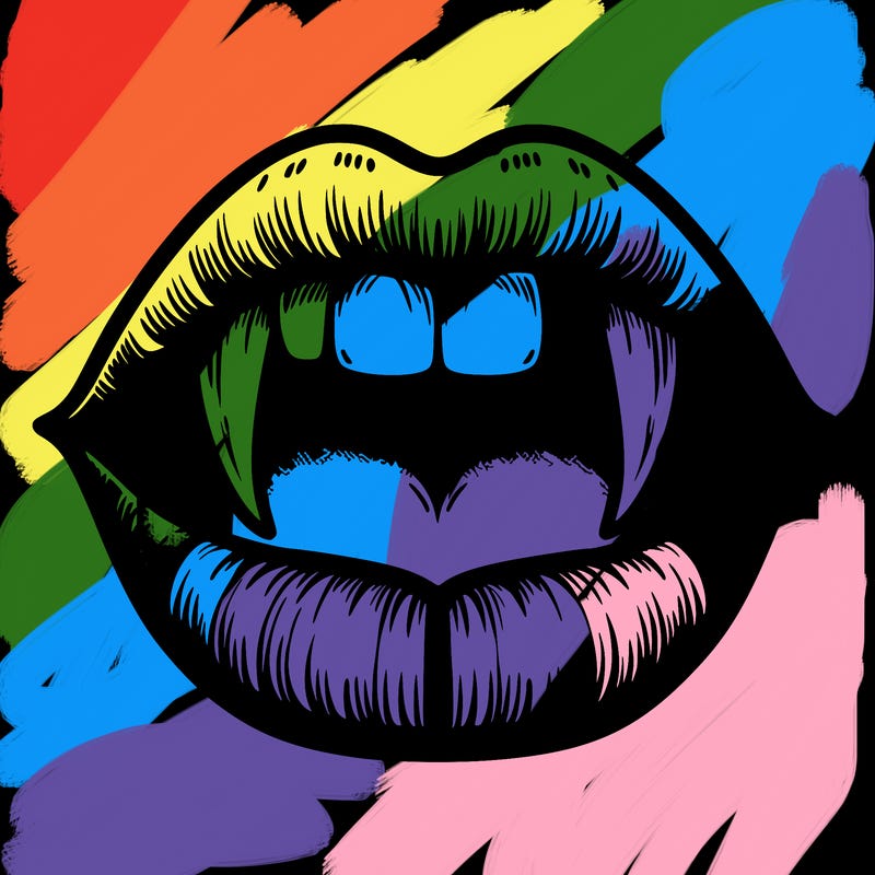 lips with vampire teeth