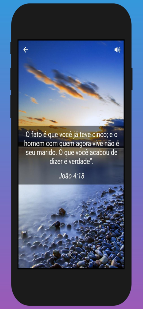 A Bible verse from John 4:18 displayed on a calming nature background in the Bible Meditation app.