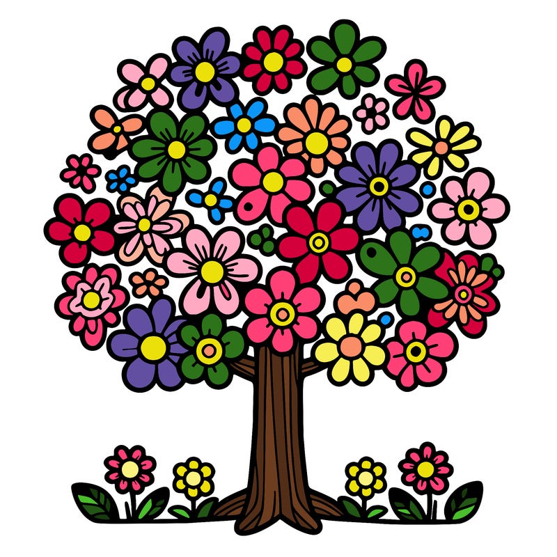 a tree made of flowers