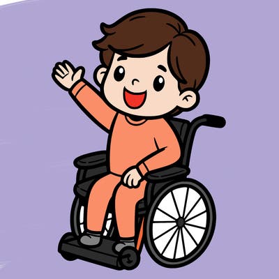 a happy person in a wheelchair