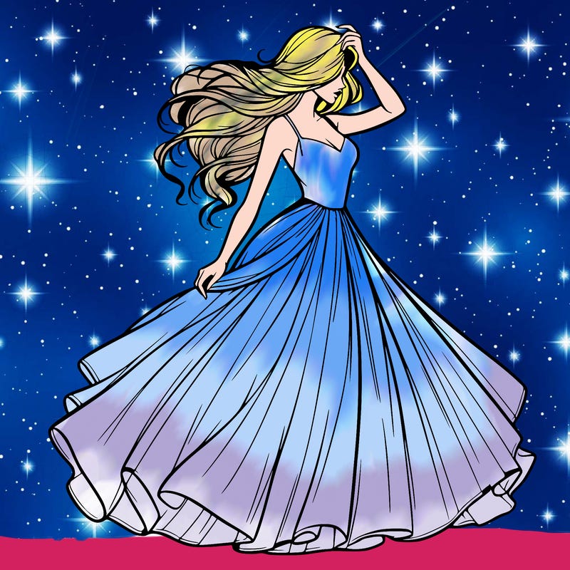 realistic woman with dress flowing in the wind