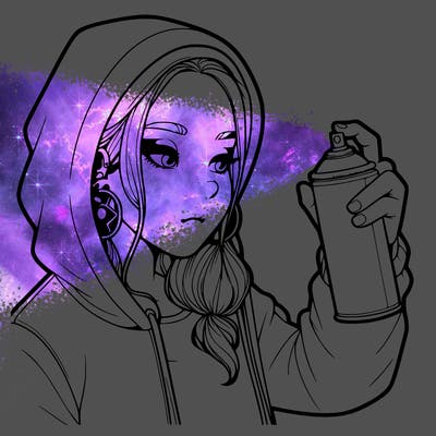 a realistic girl, spray painting