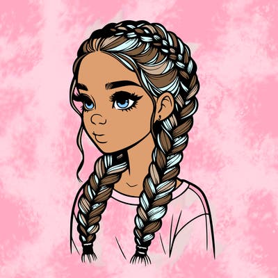 realistic girl with braids
