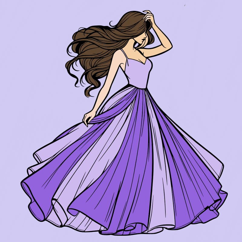 realistic woman with dress flowing in the wind