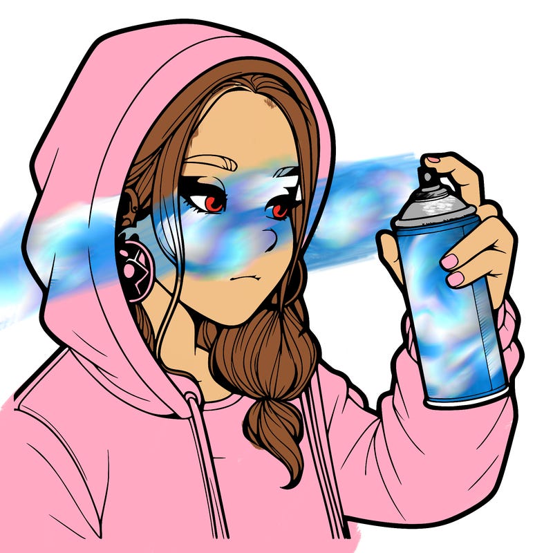 a realistic girl, spray painting