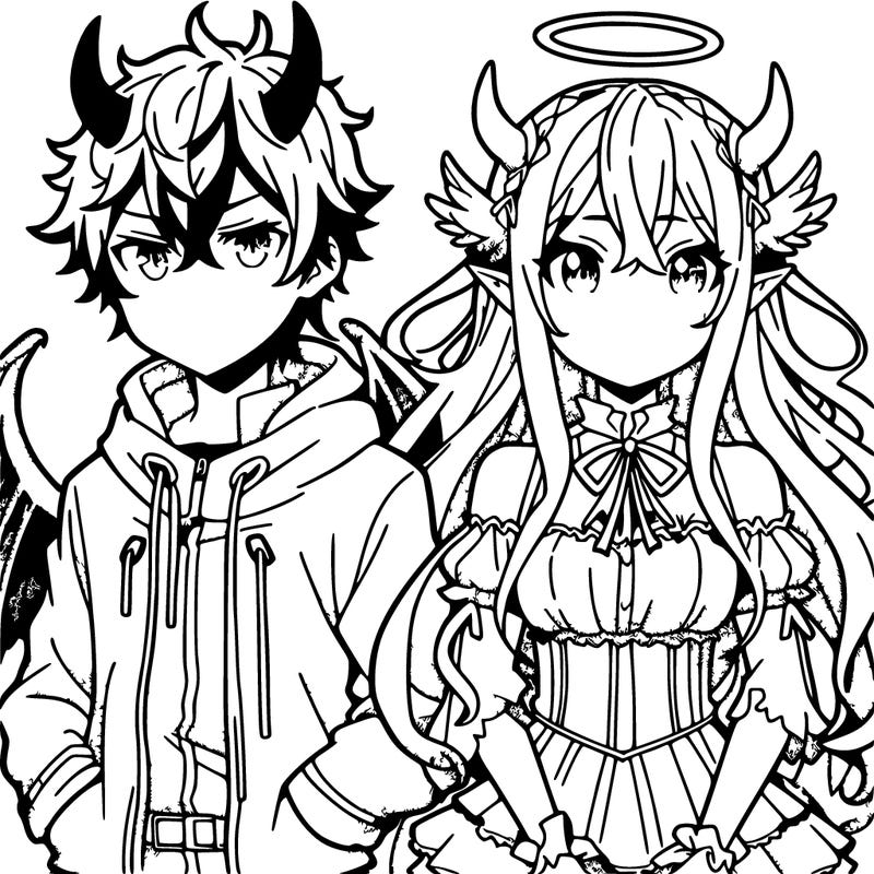 anime devil boy and angel girl
