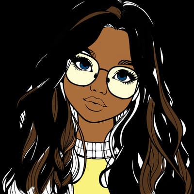 girl with long hair and freckles and glasses realistic