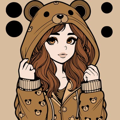realistic girl in a animal pjs hoodie