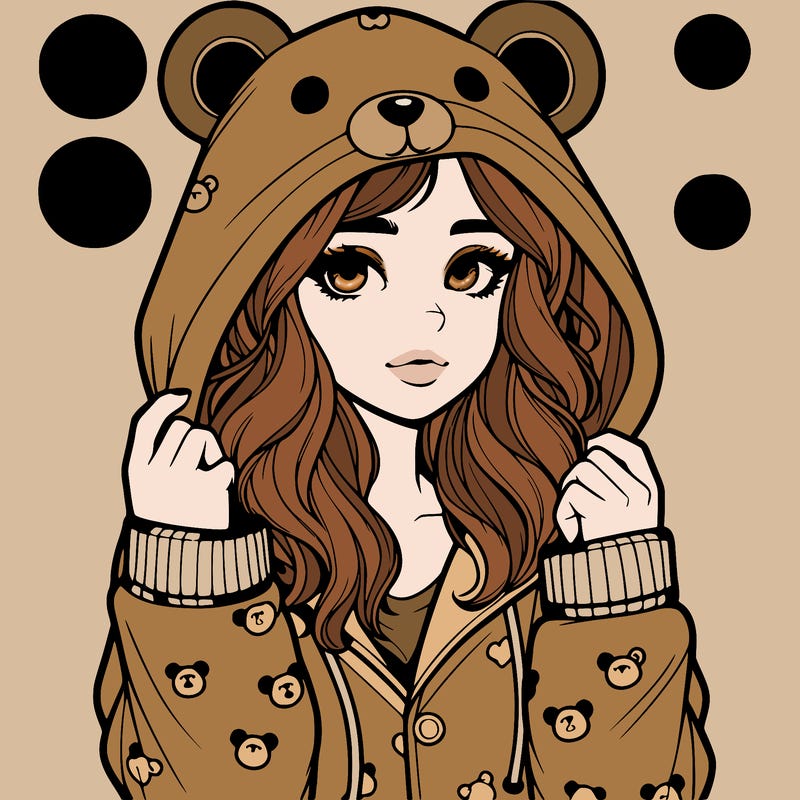 realistic girl in a animal pjs hoodie