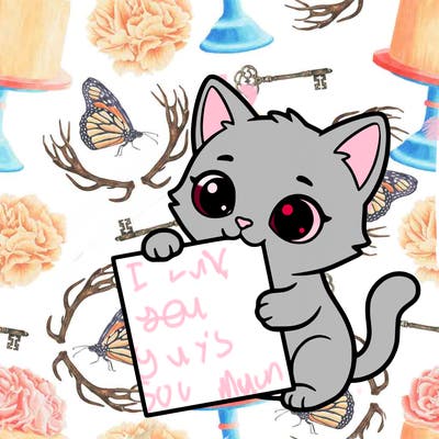 a small cat with a blank sheet of paper in its hand. the cat is sooooooo cute!