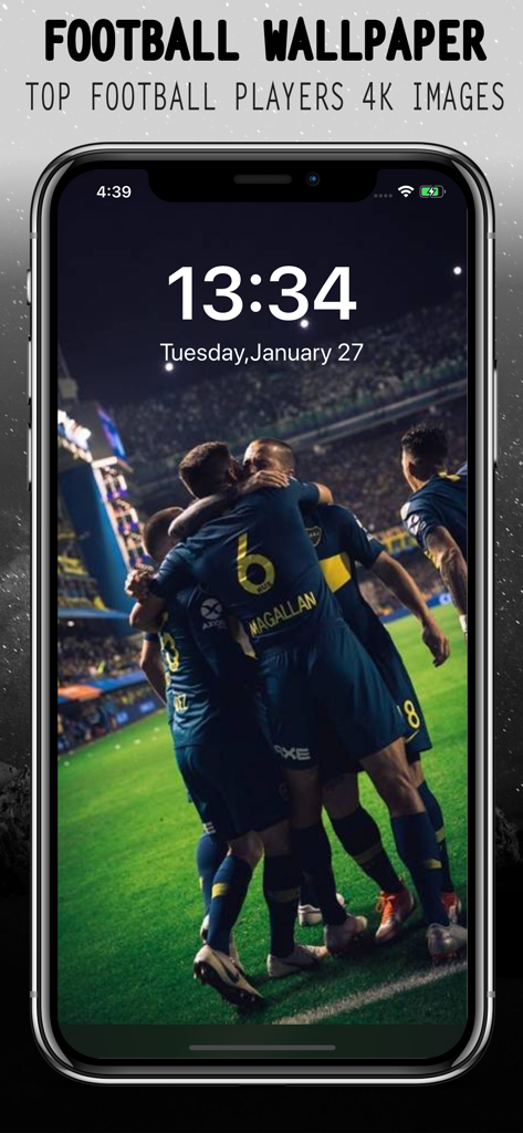 Jubel eines Fußballspielers als 4K-Wallpaper auf dem iPhone-Sperrbildschirm