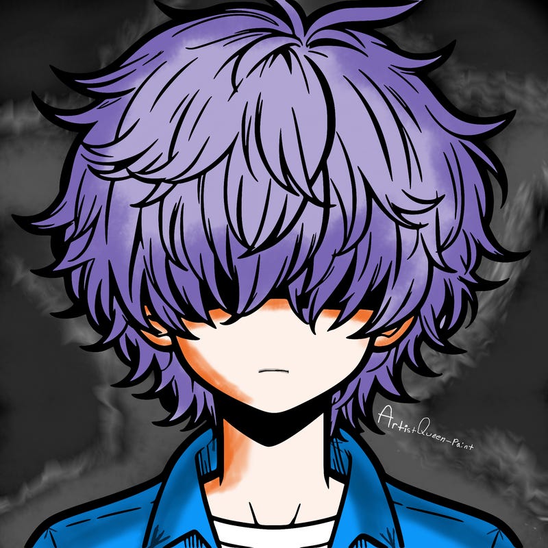 manga boy fluffy hair covering his eyes