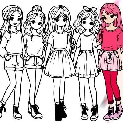 a group of five girls