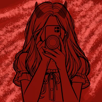 a realistic girl holding her phone taking pictures