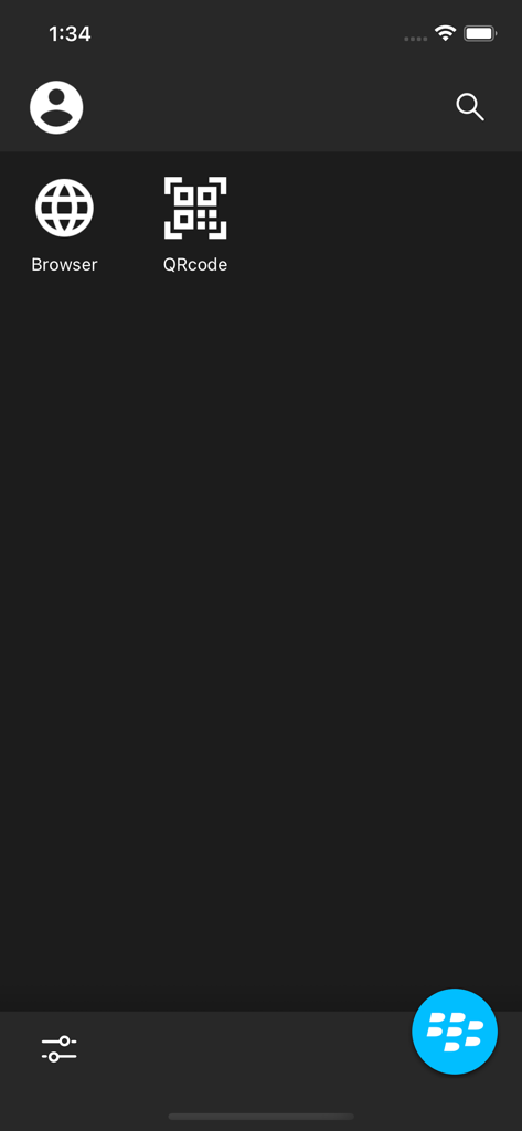 BlackBerry Access - BlackBerry Access enterprise application interface displaying browser and QR code scanner icons