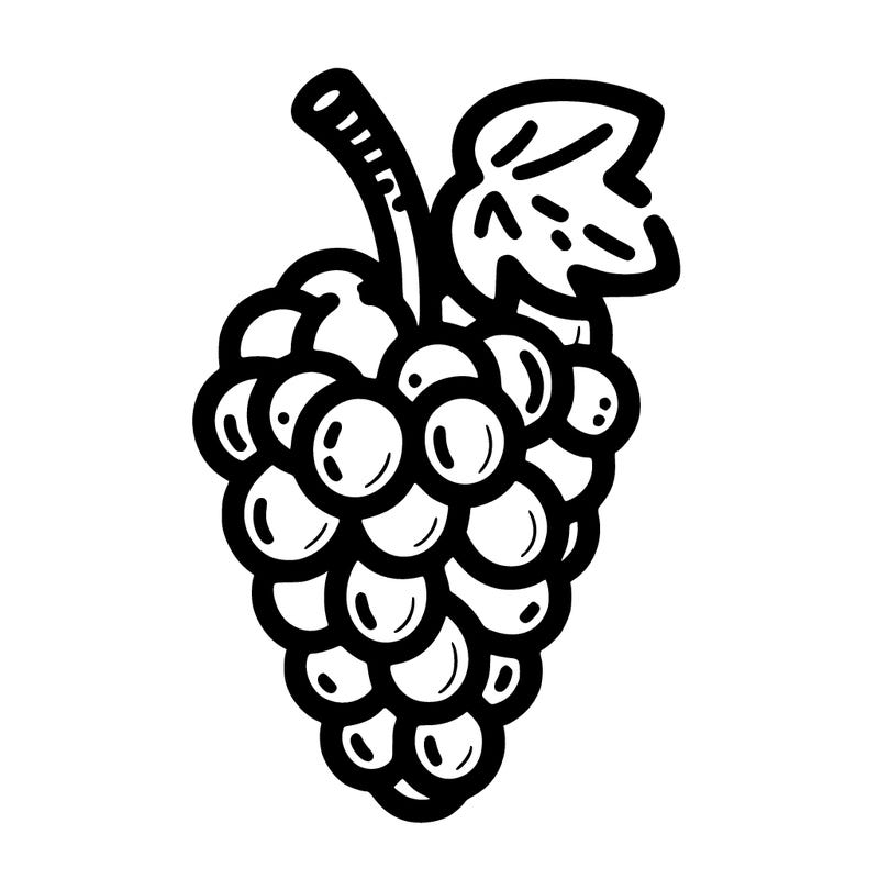 a simple grape with thin lines for coloring book