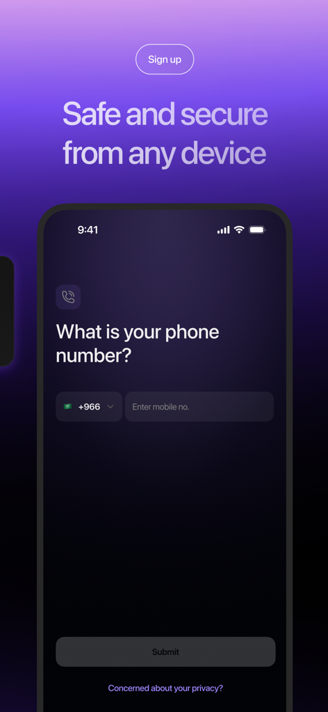 Link Wallet App - Tela de cadastro do aplicativo Link Wallet para registro de número de celular com mensagens de segurança
