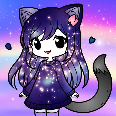 girl with cat ears and tail