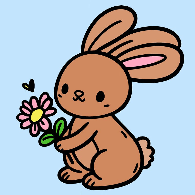 bunny holding a flower