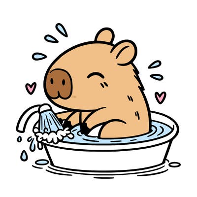 capybara taking a bath