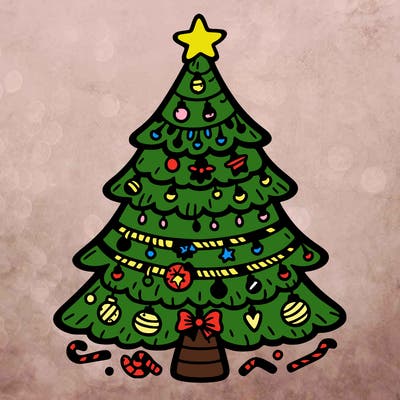 christmas tree with lots of details