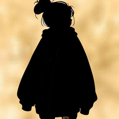 realistic girl with a oversized sweatshirt on and a bun