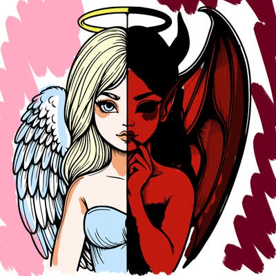 realistic angel half demon