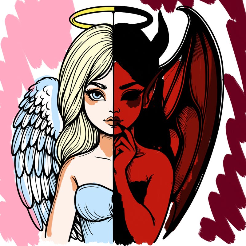 realistic angel half demon