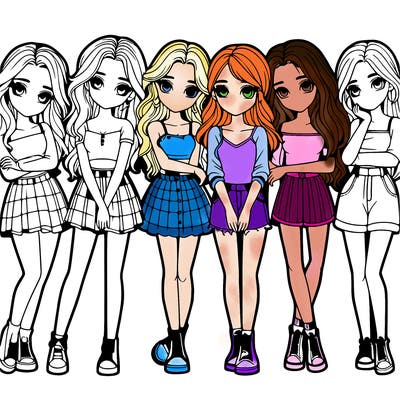 a group of girls realistic