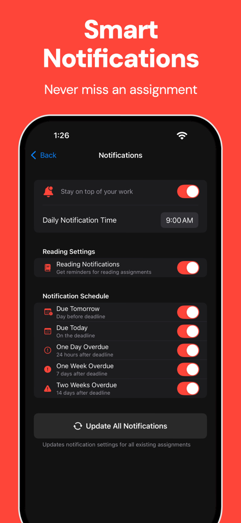 Fouro: Track Grades, GPA - Fouro app smart notifications and deadline reminders screen