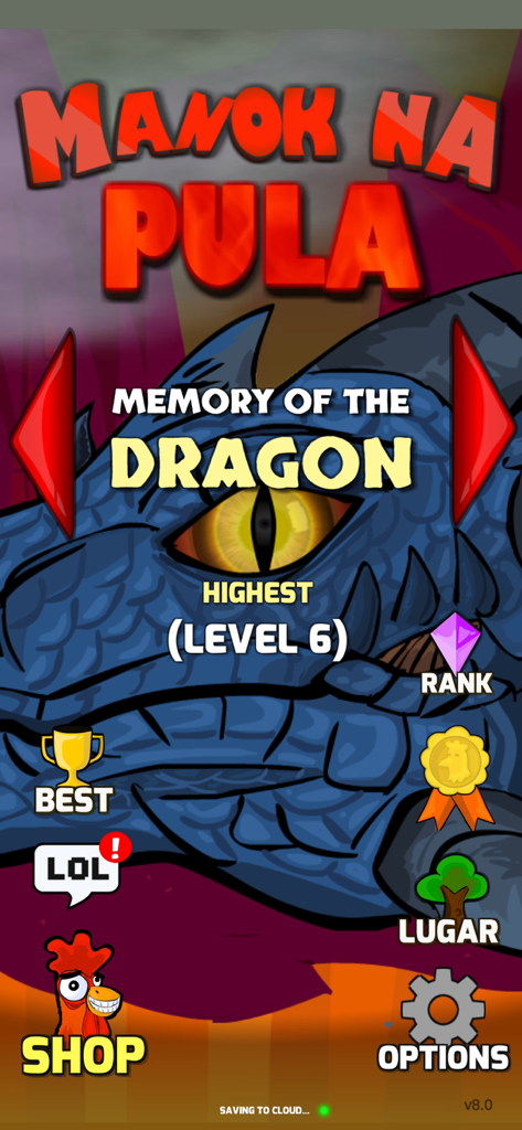 Manok Na Pula multiplayer game menu showing memory of the dragon level six