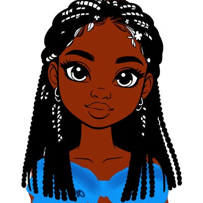 a realistic black girl with braids