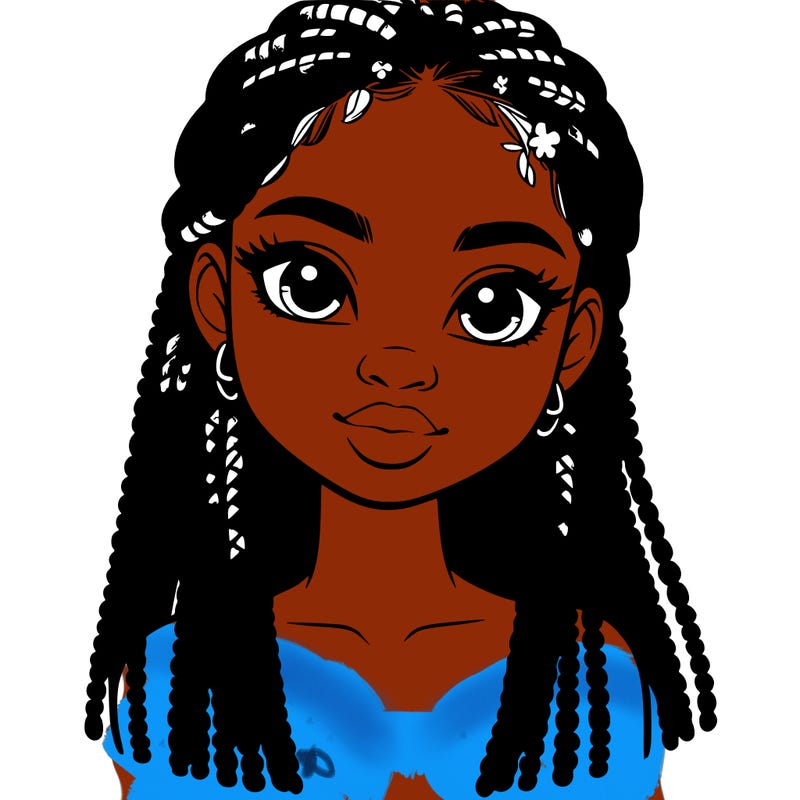 a realistic black girl with braids