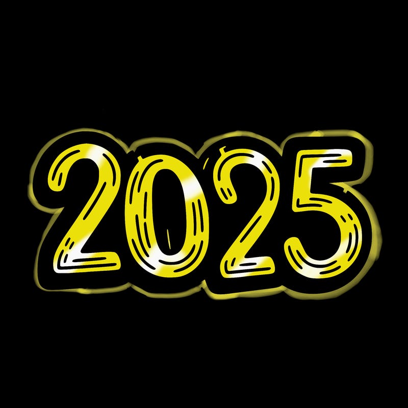 one line scrawled numbers sketch design “2025”