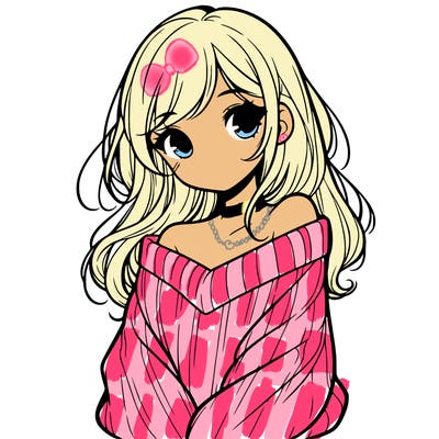 shy pretty girl wearing a sweater that is falling off one shoulder portrait