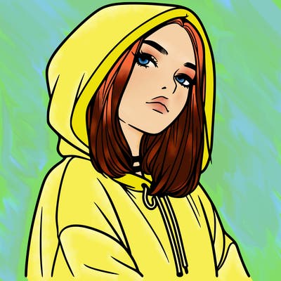 a realistic girl in a hoodie