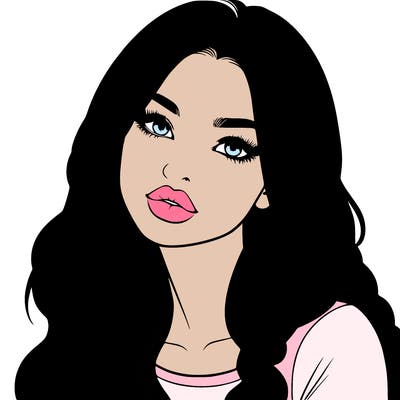 realistic girl with hair on her hair and lips