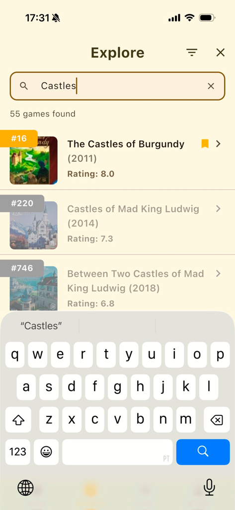 Board Game Guru - Search results for board games featuring The Castles of Burgundy on the Board Game Guru app.