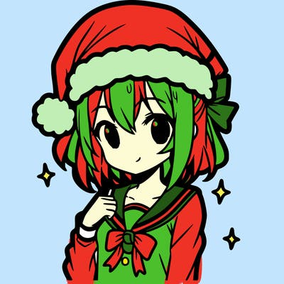 anime girl wearing a santa hat