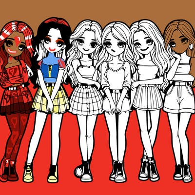 a group of girls realistic