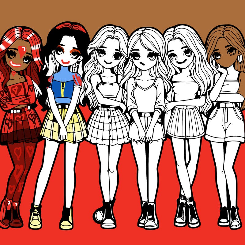 a group of girls realistic