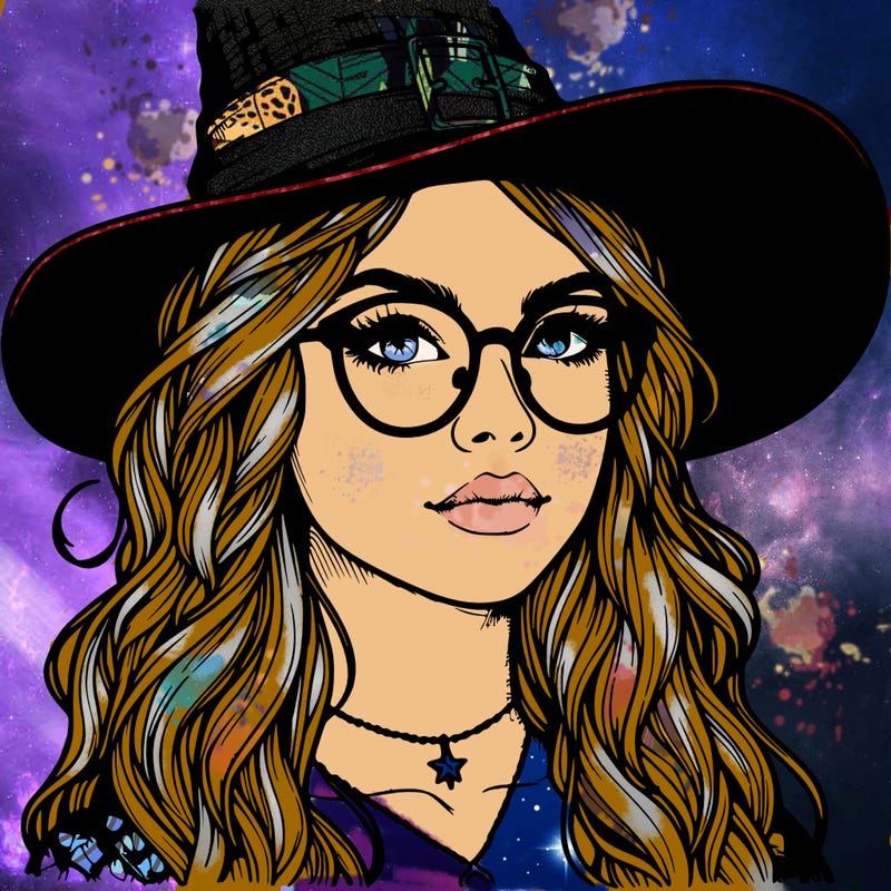 a witch with glasses realistic