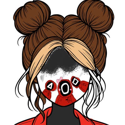 realistic girl with buns on the top of her hair