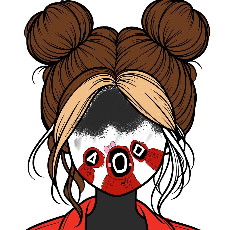 realistic girl with buns on the top of her hair