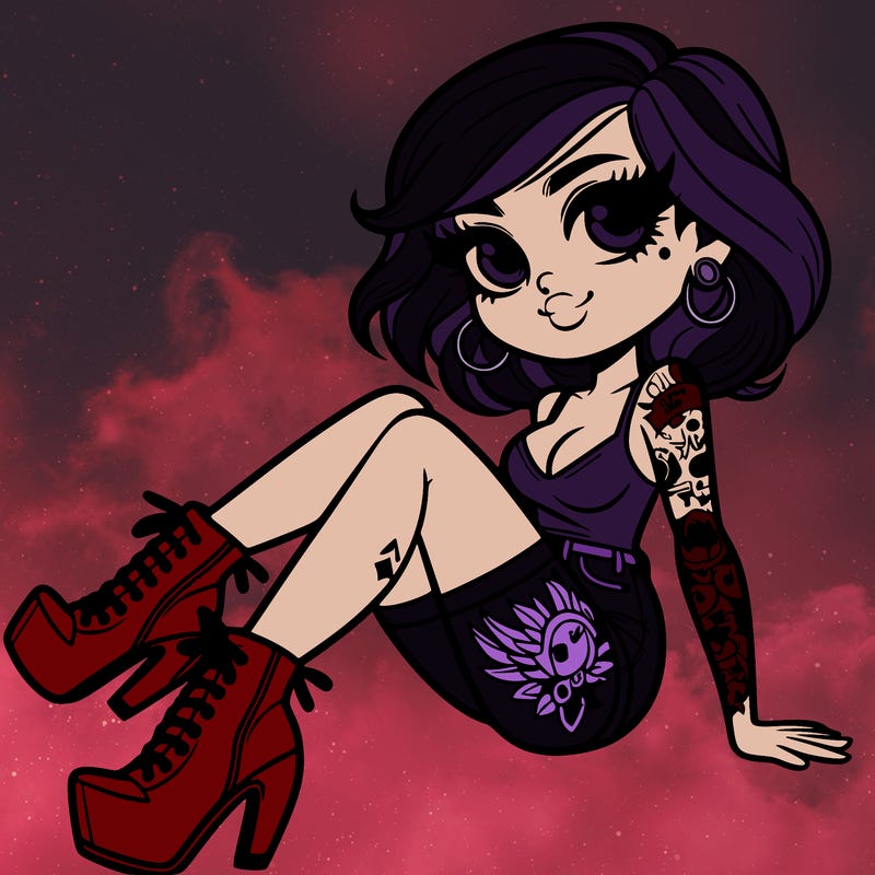 girl with tattoos wearing high heel boots