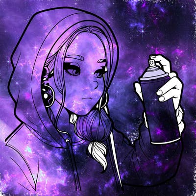 a realistic girl, spray painting