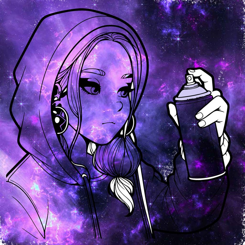 a realistic girl, spray painting